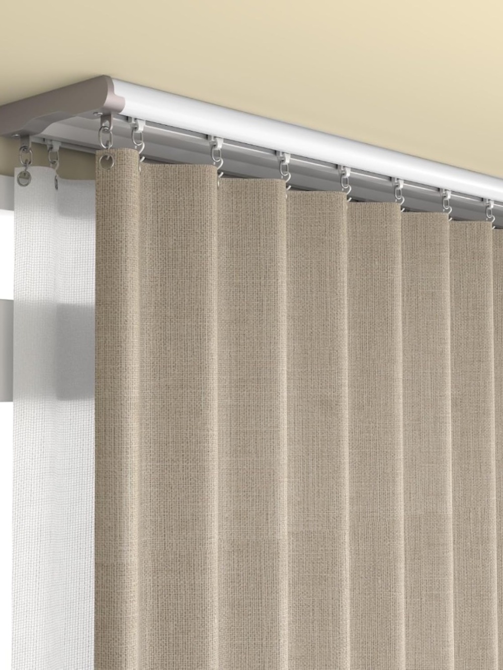 12 FT Double Curtain Track – Ceiling Mount – White Aluminum Wide 4"